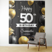 Balck und Goldballons 50. Geburtstag Wandteppich (Beispiel)