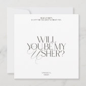 Balck & White Modern Classic Usher Proposal Card Einladung (Vorderseite)