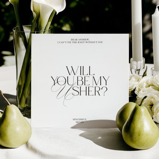 Balck & White Modern Classic Usher Proposal Card Einladung