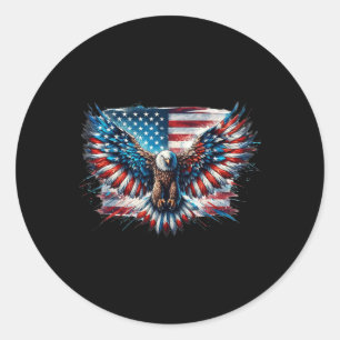 Bald Adler 4. Juli American Flag Patriotic Fre Runder Aufkleber