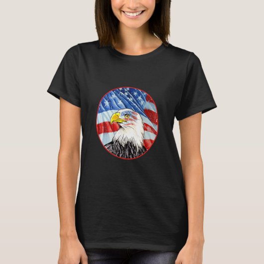 Bald Adler 4. Juli American Flag Patriotic Fre T-Shirt (Vorderseite)