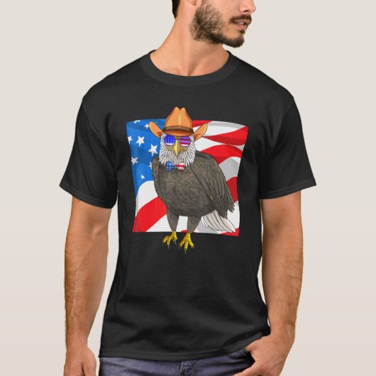 Bald Adler 4. Juli Patriotische amerikanische Flag T-Shirt (Vorderseite)