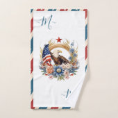Bald-Adler-Amerikanischer Flaggenstern und Streife Badhandtuch Set (Handtuch)