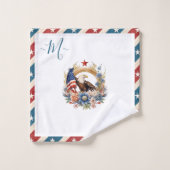 Bald-Adler-Amerikanischer Flaggenstern und Streife Badhandtuch Set (Waschlappen)
