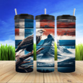 Bald-Adler auf der rustikalen Flagge Thermosbecher