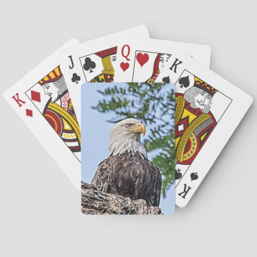 Bald-Adler auf einem Baumzweig Spielkarten (Rückseite)