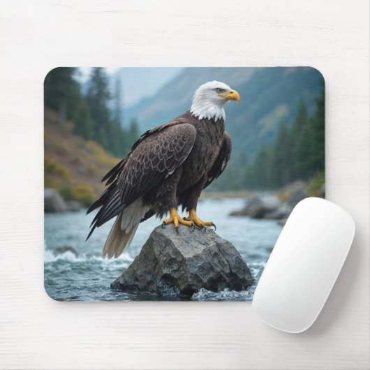 Bald Adler auf einem Felsen Mousepad (Mit Mouse)