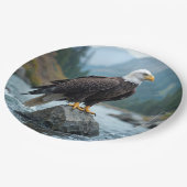 Bald Adler auf einem Felsen Pappteller (Schrägansicht)