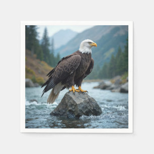 Bald Adler auf einem Felsen Serviette