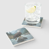 Bald Adler auf einem Felsen Steinuntersetzer (Seitenansicht)