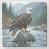Bald Adler auf einem Felsen Steinuntersetzer (Vorderseite)