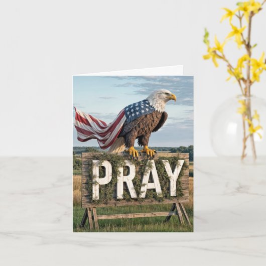 Bald-Adler auf einem rustikalen Zeichen Karte (Gelbe Blume)