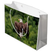Bald-Adler auf einem Zweig Große Geschenktüte (Rückseite Schrägansicht)