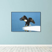 Bald-Adler auf Eis ummantelt Leinwanddruck (Insitu (Holzboden))