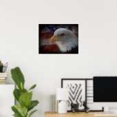Bald-Adler auf Flaggendruck Poster (Heimbüro)