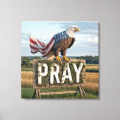 Bald-Adler auf rustikalem Bettenzeichen Leinwanddruck (Vorderseite)