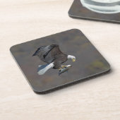 Bald-Adler, der einen Fisch anstarrt Untersetzer (Linke Seite)