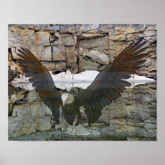 Bald-Adler-Felswand Reflektionen im Wasser Poster (Vorne)