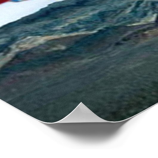 Bald-Adler fliegt mit amerikanischer Flagge am Him Poster (Ecke)