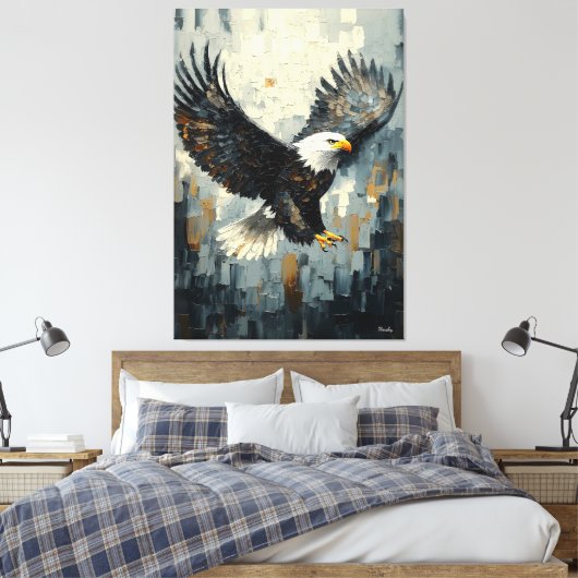 Bald Adler im Flug: Dynamische Impasto Kunst Leinwanddruck (Insitu (Schlafzimmer))