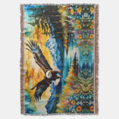 Bald-Adler-Jagd auf Wildblumen Decke (Vorderseite Vertikal)