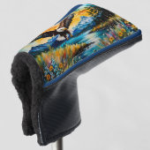 Bald-Adler-Jagd auf Wildblumen Golf Headcover (3/4 Vorderseite)