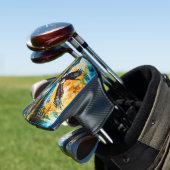 Bald-Adler-Jagd auf Wildblumen Golf Headcover (In Situ)