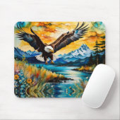 Bald-Adler-Jagd auf Wildblumen Mousepad (Mit Mouse)