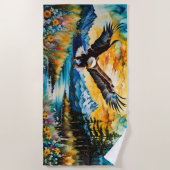 Bald-Adler-Jagd auf Wildblumen Strandtuch (Vorderseite)