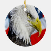 Bald-Adler-Kopf und eine amerikanische Flagge Keramik Ornament (Hinten)
