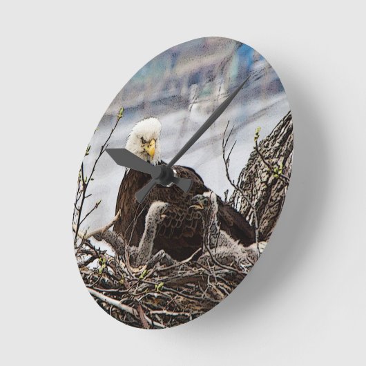 Bald-Adler mit Adlern Runde Wanduhr (Winkel)