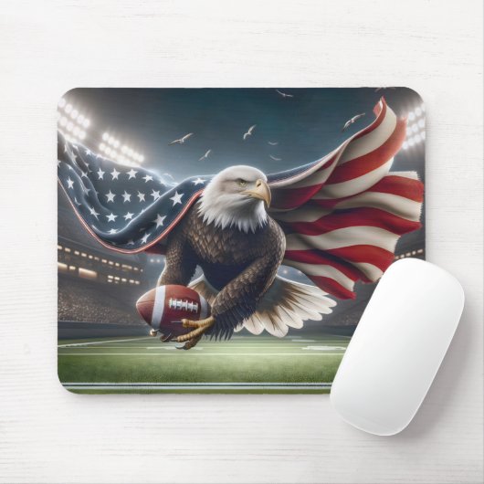 Bald Adler mit amerikanischem Fußball Mousepad (Mit Mouse)