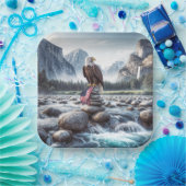 Bald Adler mit amerikanischer Flagge auf einem Cai Pappteller (Party)