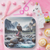 Bald Adler mit amerikanischer Flagge auf einem Cai Pappteller (Party)