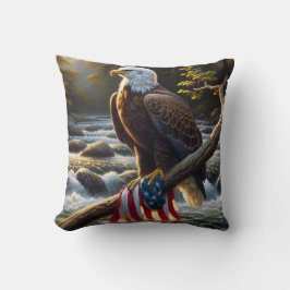Bald-Adler mit amerikanischer Flagge auf einer Zwe Kissen