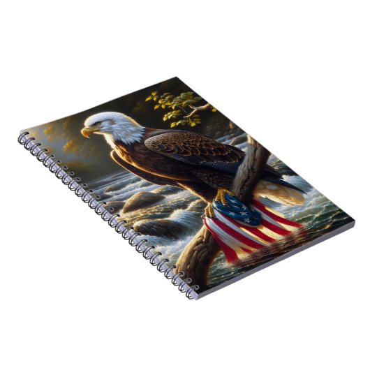 Bald-Adler mit amerikanischer Flagge auf einer Zwe Notizblock (Rechte Seite)