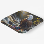 Bald-Adler mit amerikanischer Flagge auf einer Zwe Pappteller (Gewinkelt)