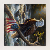 Bald-Adler mit amerikanischer Flagge auf einer Zwe Puzzle (Horizontal)