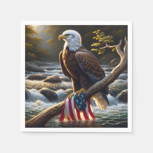 Bald-Adler mit amerikanischer Flagge auf einer Zwe Serviette (Vorderseite)