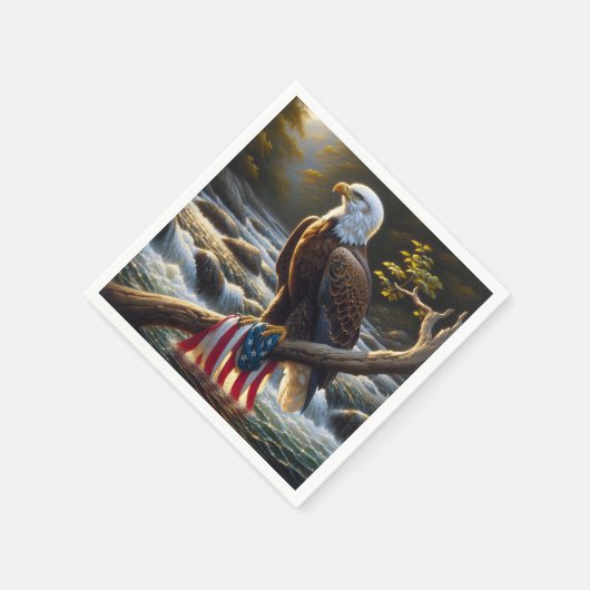 Bald-Adler mit amerikanischer Flagge auf einer Zwe Serviette (Ecke)