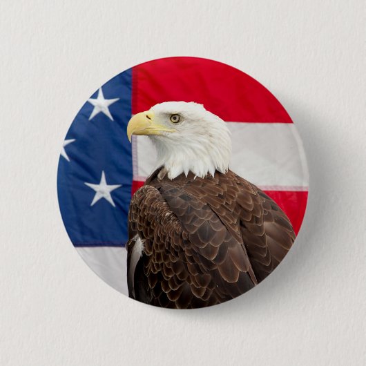 Bald Adler mit amerikanischer Flagge Button (Vorderseite)