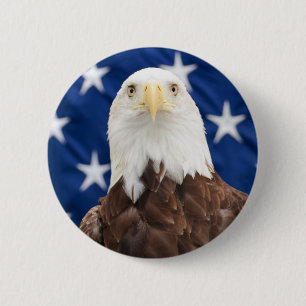 Bald Adler mit amerikanischer Flagge Button