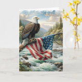 Bald Adler mit amerikanischer Flagge Geburtstag Karte (Gelbe Blume)