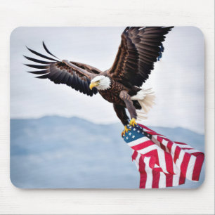 Bald-Adler mit amerikanischer Flagge Mousepad
