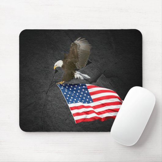 Bald-Adler mit amerikanischer Flagge Mousepad (Mit Mouse)