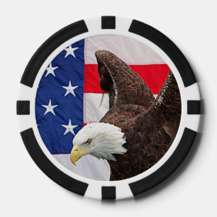 Bald Adler mit amerikanischer Flagge Pokerchips