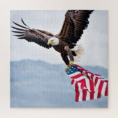 Bald-Adler mit amerikanischer Flagge Puzzle (Vertikal)