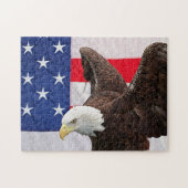 Bald Adler mit amerikanischer Flagge Puzzle (Horizontal)
