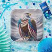 Bald Adler mit einer Träne und amerikanischer Flag Pappteller (Party)