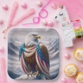 Bald Adler mit einer Träne und amerikanischer Flag Pappteller (Party)